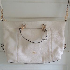 Coach Chalk White Pebbled Leather Lenox Satchel F59325 - Pristine